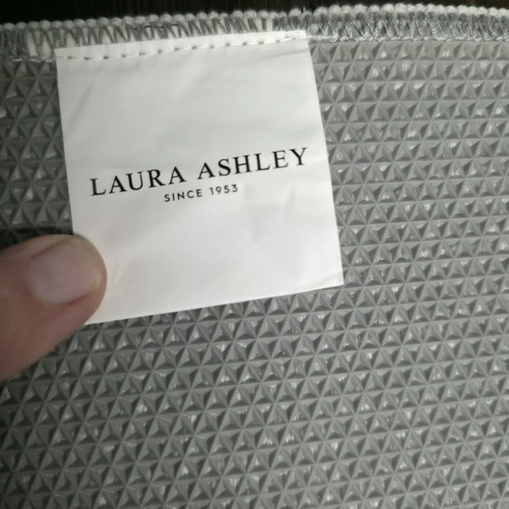 Laura Ashley Aure Blue Beige Floral Border Area Rug Machine Washable 44x25